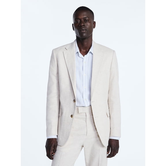 Free Assembly Men's Tailored Fit Linen Blend Suiting Blazer, Sizes 40R-52R