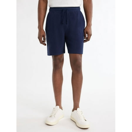 Free Assembly Men's Textured Cotton Pull On Shorts, 7" Inseam, Sizes XS-3XL