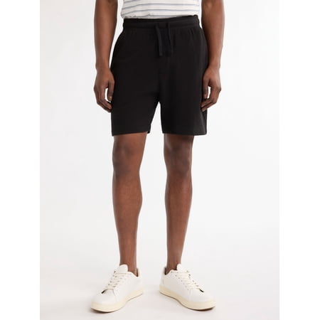 Free Assembly Men's Textured Cotton Pull On Shorts, 7" Inseam, Sizes XS-3XL