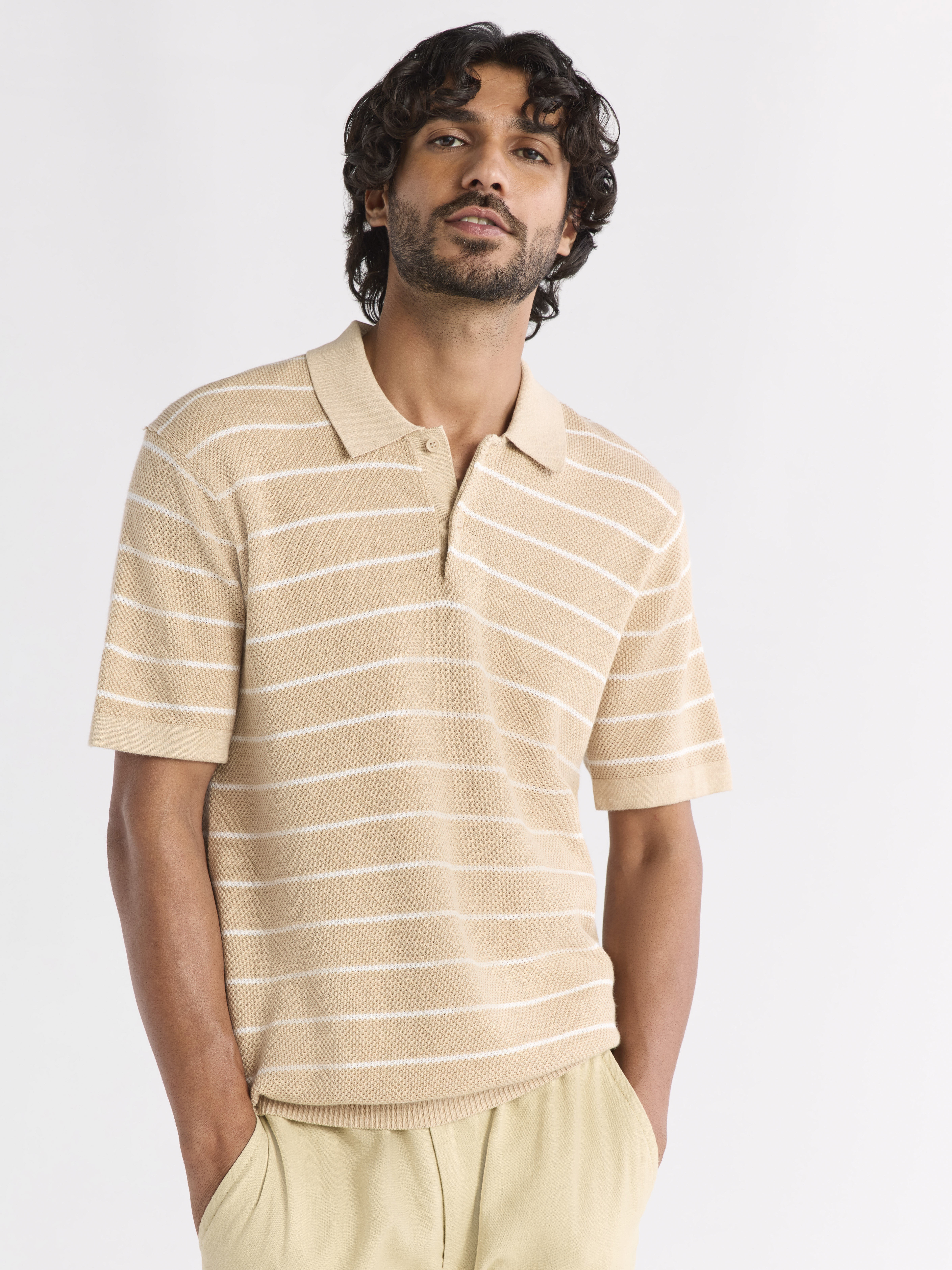 Free Assembly Men's Textured Sweater Polo with Short Sleeves, Sizes S-3XL