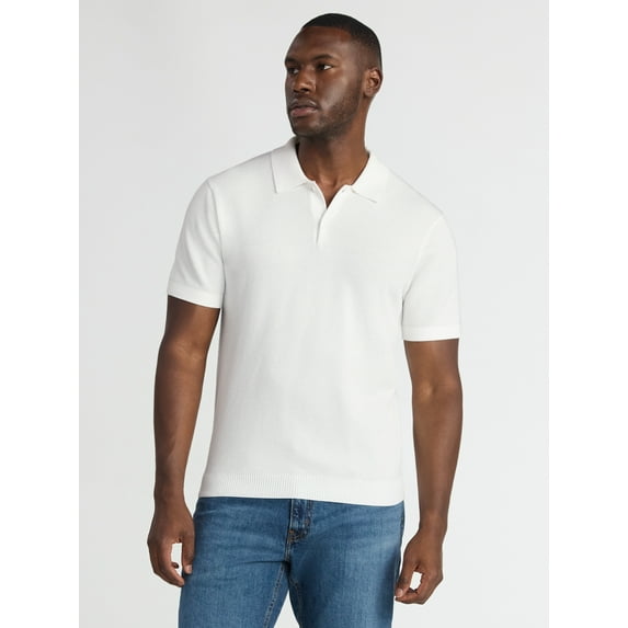 Free Assembly Men's Textured Sweater Polo with Short Sleeves, Sizes S-3XL