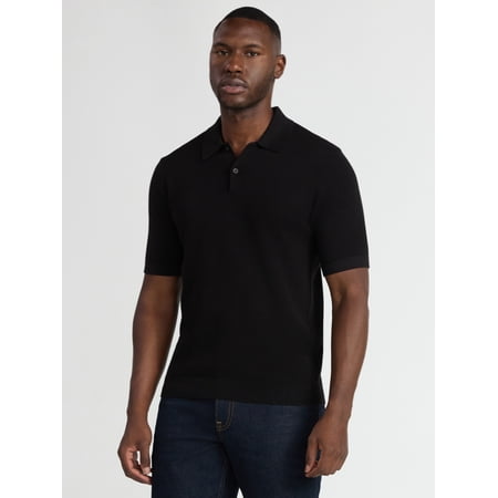 Free Assembly Men's Textured Sweater Polo with Short Sleeves, Sizes S-3XL