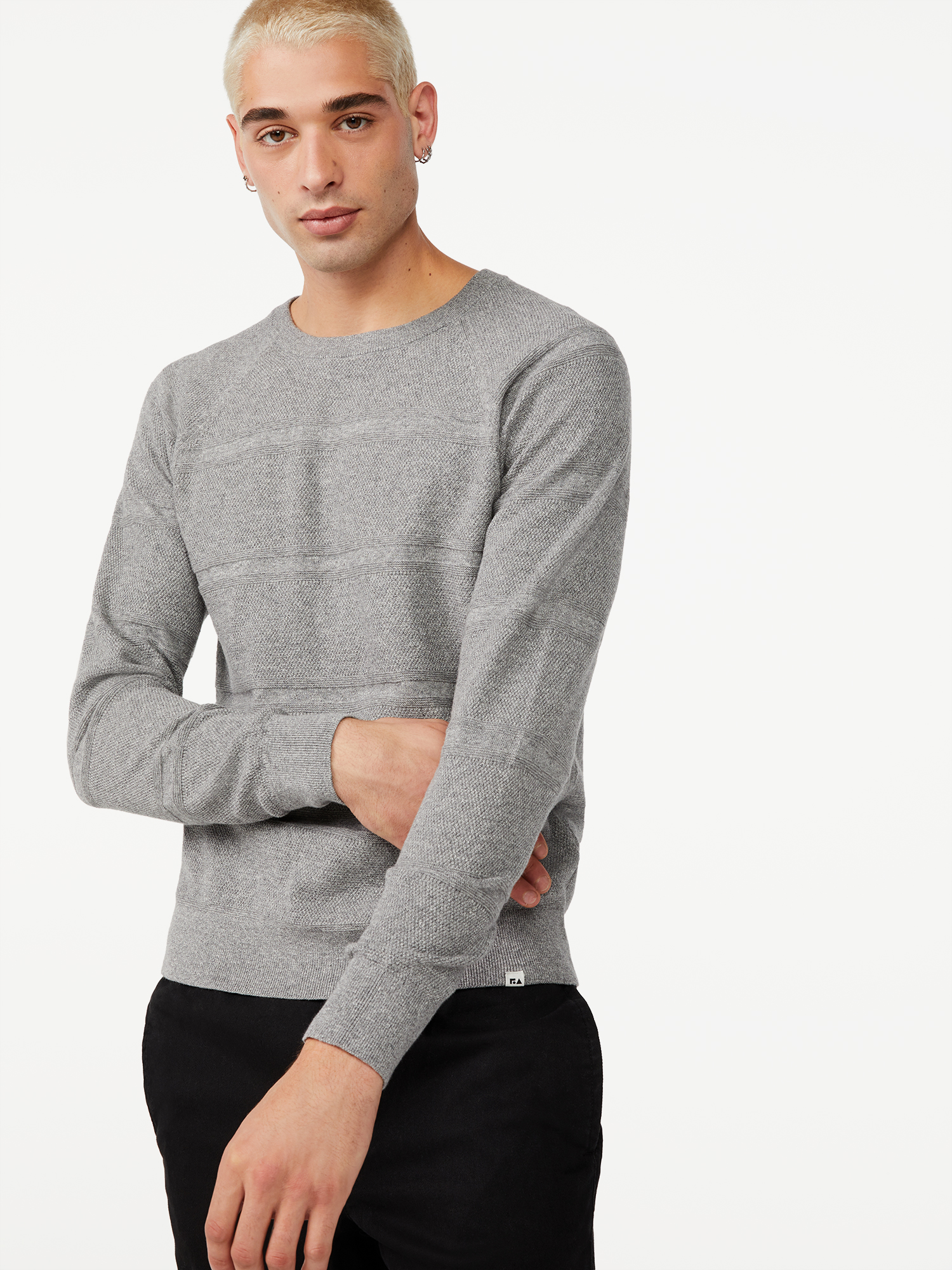 Free Assembly Men's Textured Striped Sweater - image 1 of 5