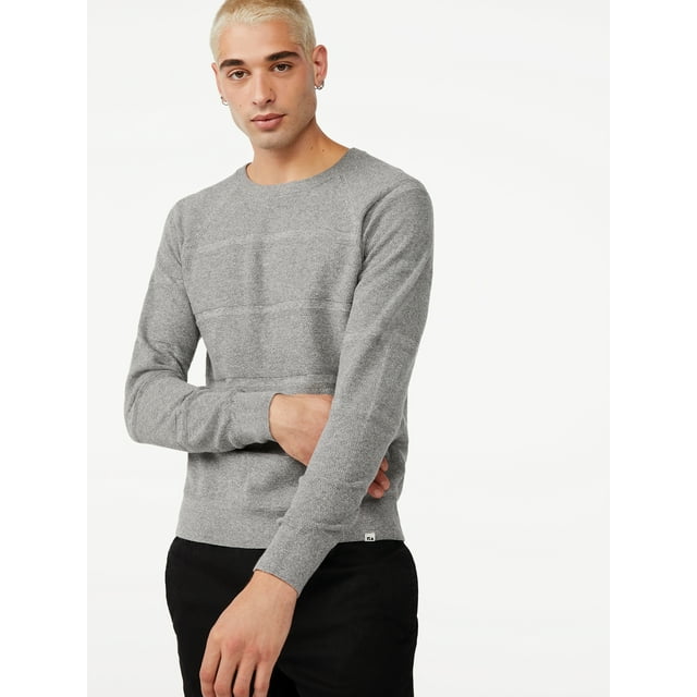 Free Assembly Men's Textured Striped Sweater
