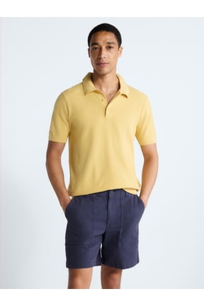Men's Textured Polo Sweater with Short Sleeves, Sizes S-3XL