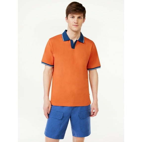 Free Assembly Men's Tipped Pique Polo Shirt with Short Sleeves
