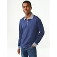 thumbnail image 1 of Free Assembly Men's Tipped Stretch Pique Zip Polo Shirt with Long Sleeves, 1 of 6