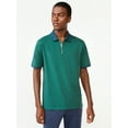thumbnail image 1 of Free Assembly Men's Tipped Stretch Pique Zip Polo Shirt with Short Sleeves, 1 of 6