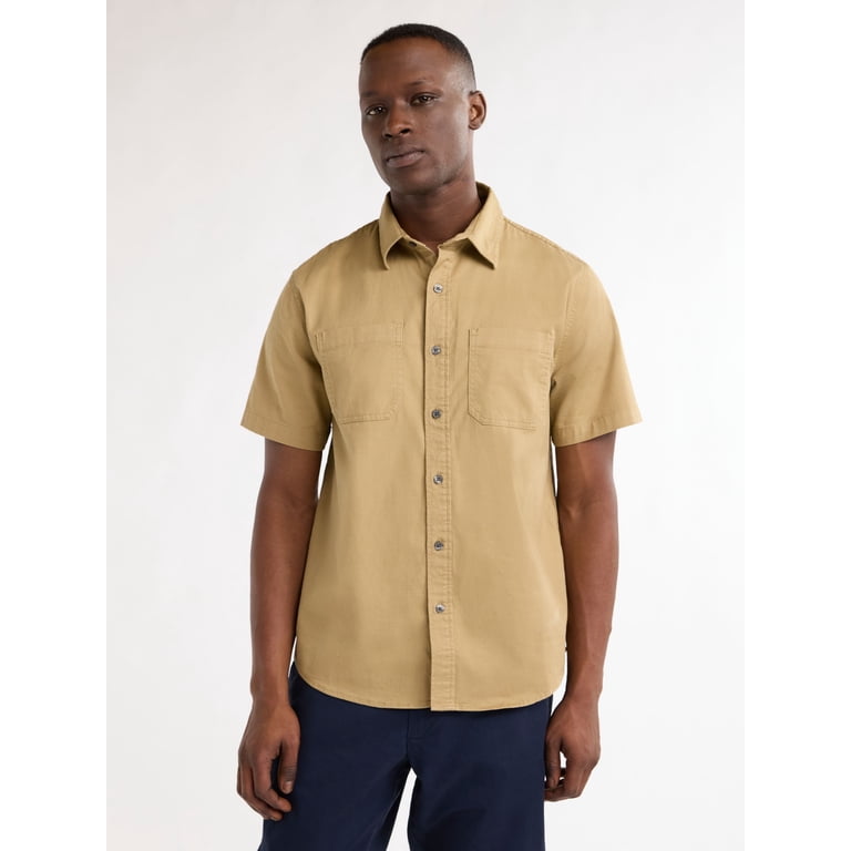 Free Assembly Men's Two Pocket Utility Button Front Shirt with