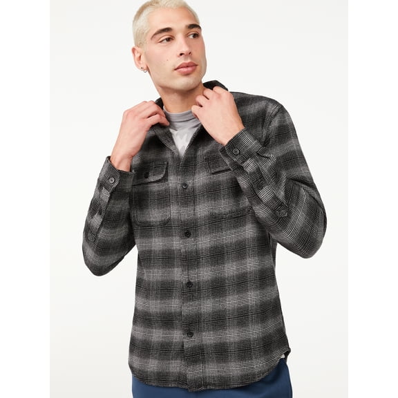 Free Assembly Men's Two-Pocket Flannel Shirt