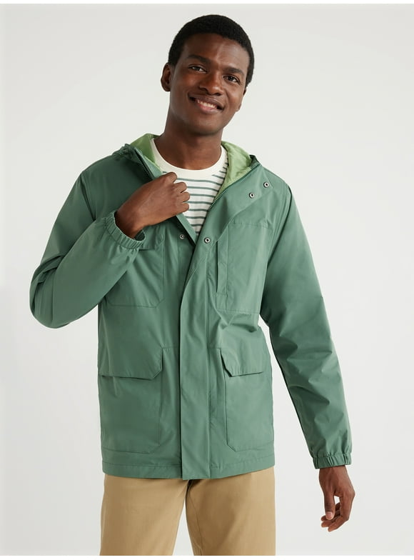 Free Assembly Men's Water Resistant Jacket with Hood, Sizes XS-3XL