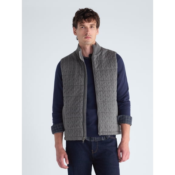 Free Assembly Men's Zip Front Mock Neck Sweater Vest, Midweight, Sizes S-3XL