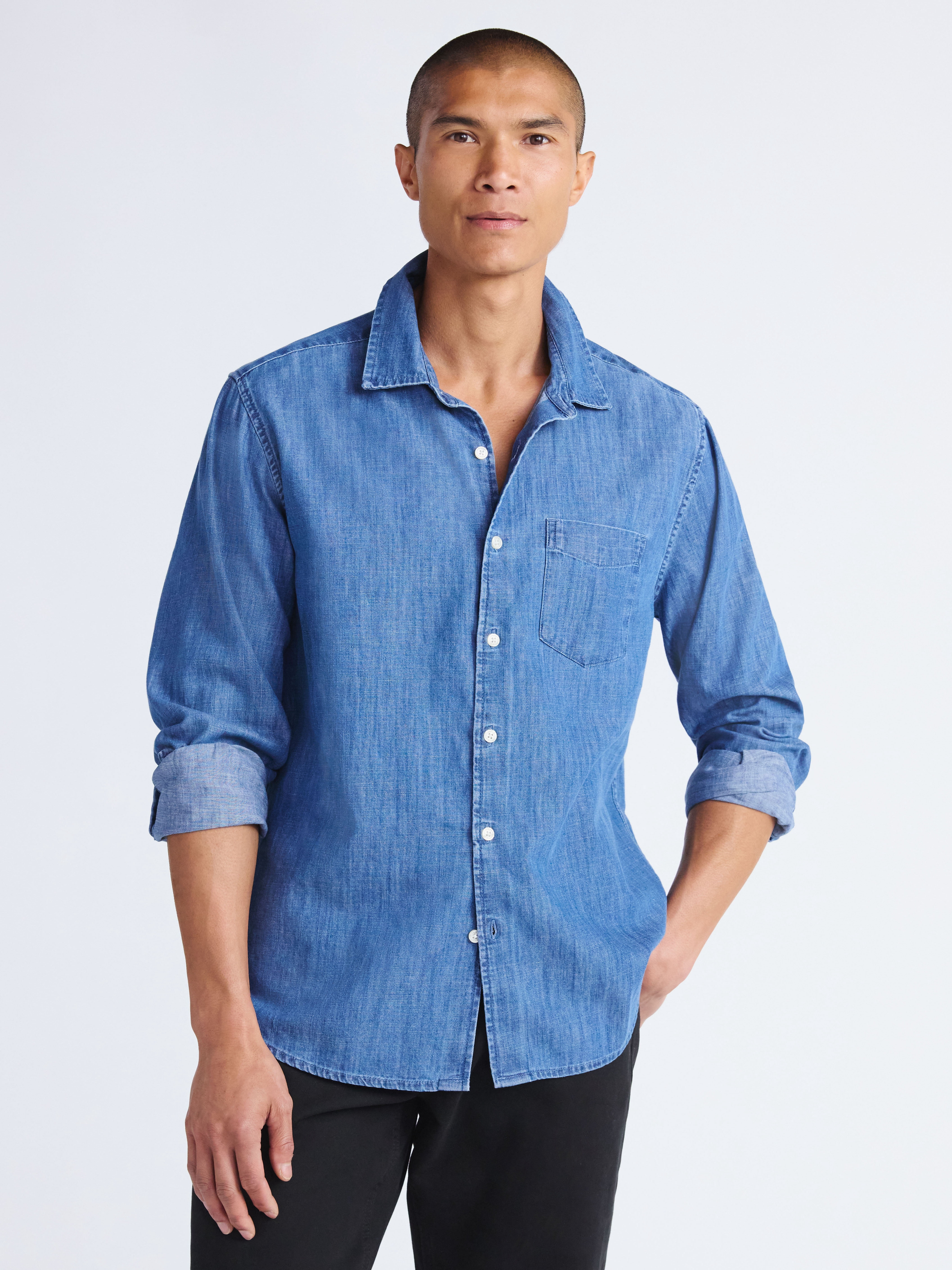 Free Assembly Men's Denim Shirt, Sizes XS-3XL