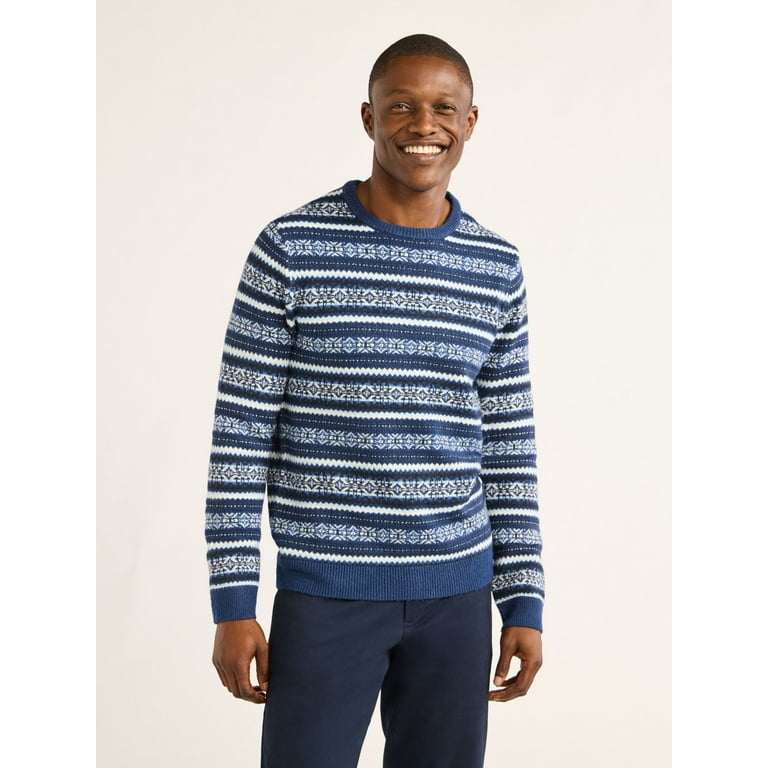 Free Assembly Men s Fair Isle Sweater Lightweight Sizes XS XXXL Walmart