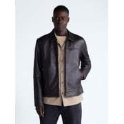 Free Assembly Men's Leather Jacket with Zip Pockets, Sizes XS-2XL