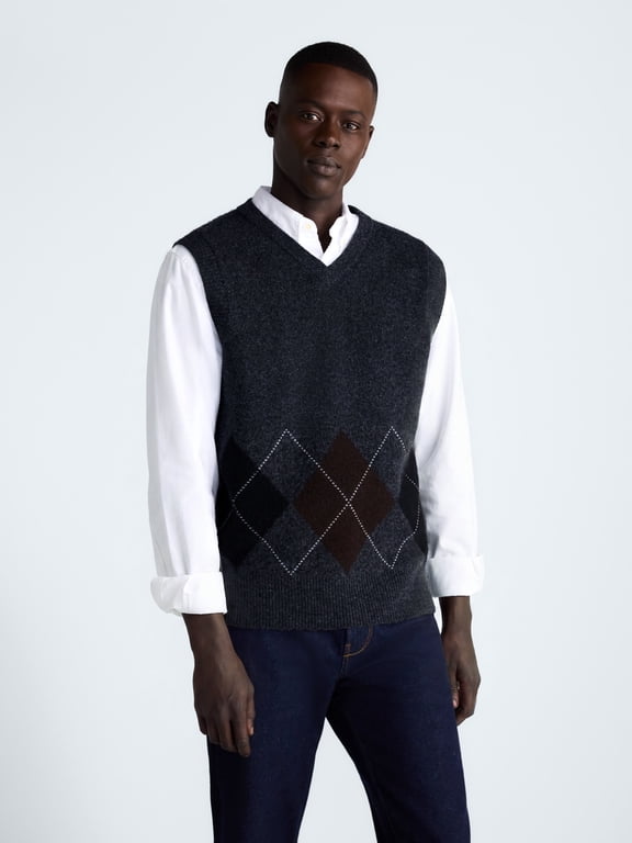 Mens V-Neck Argyle Sweater Vest, Sizes XS-3XL