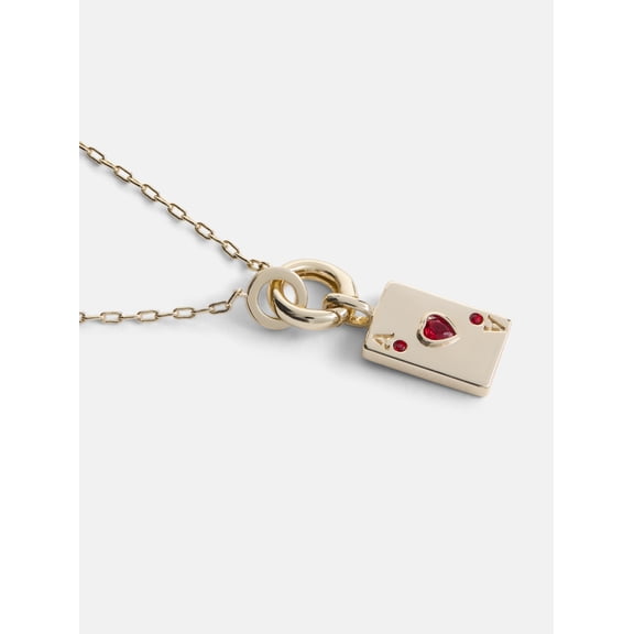 Free Assembly Women's 14K Gold Plated Playing Card Charm Necklace, 16" + 2" Extender