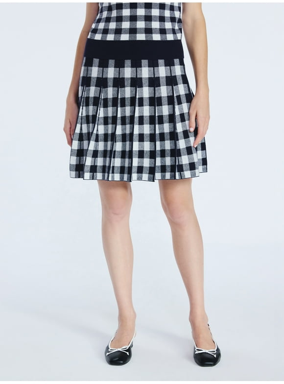 Women's Pleated Mini Sweater Skirt, Sizes XS-XXL