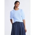 thumbnail image 1 of Free Assembly Women’s and Women's Plus Textured Sweater Tee with Puff Sleeves, Lightweight, Sizes XS-4X, 1 of 6