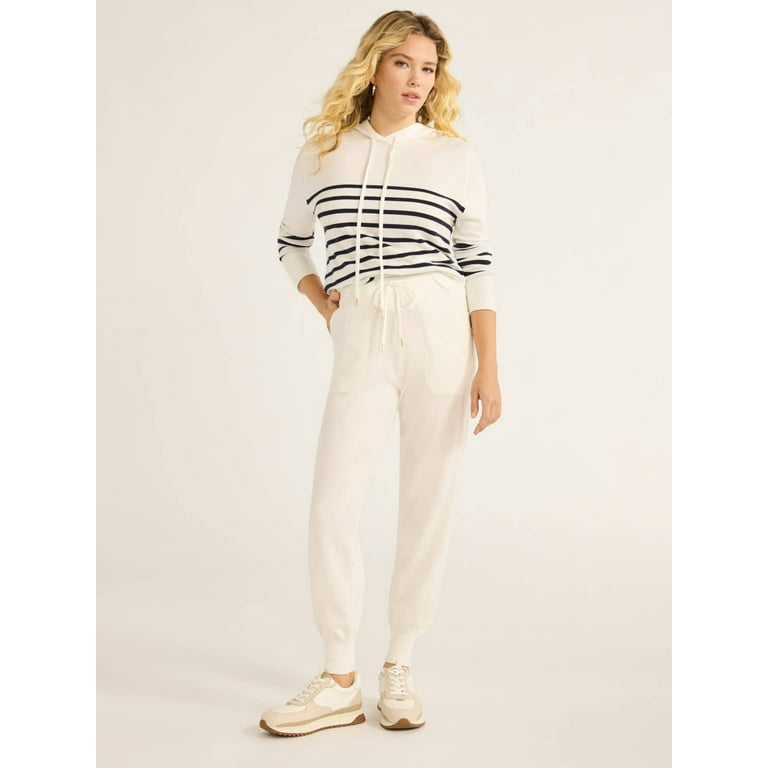 Free Assembly Women's Cozy Yarn Jogger Pants with Ribbed Cuffs, XS