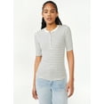 thumbnail image 1 of Free Assembly Ribbed Henley Short Sleeve Crew Neck T-Shirt (Women's), 1 of 6