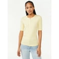 thumbnail image 1 of Free Assembly Ribbed Henley Short Sleeve T-Shirt ( Women's ), 1 of 6