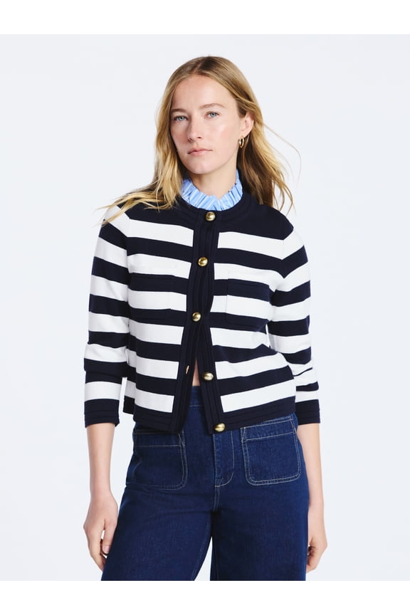 Women's Ruffle Neck Cardigan Sweater, Midweight, Sizes XS-XXL