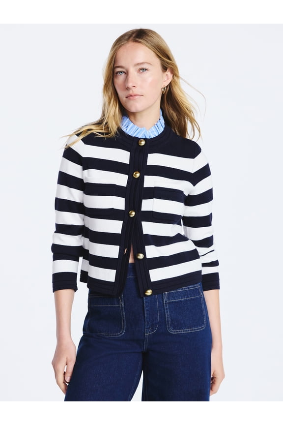 Women's Ruffle Neck Cardigan Sweater, Midweight, Sizes XS-XXL