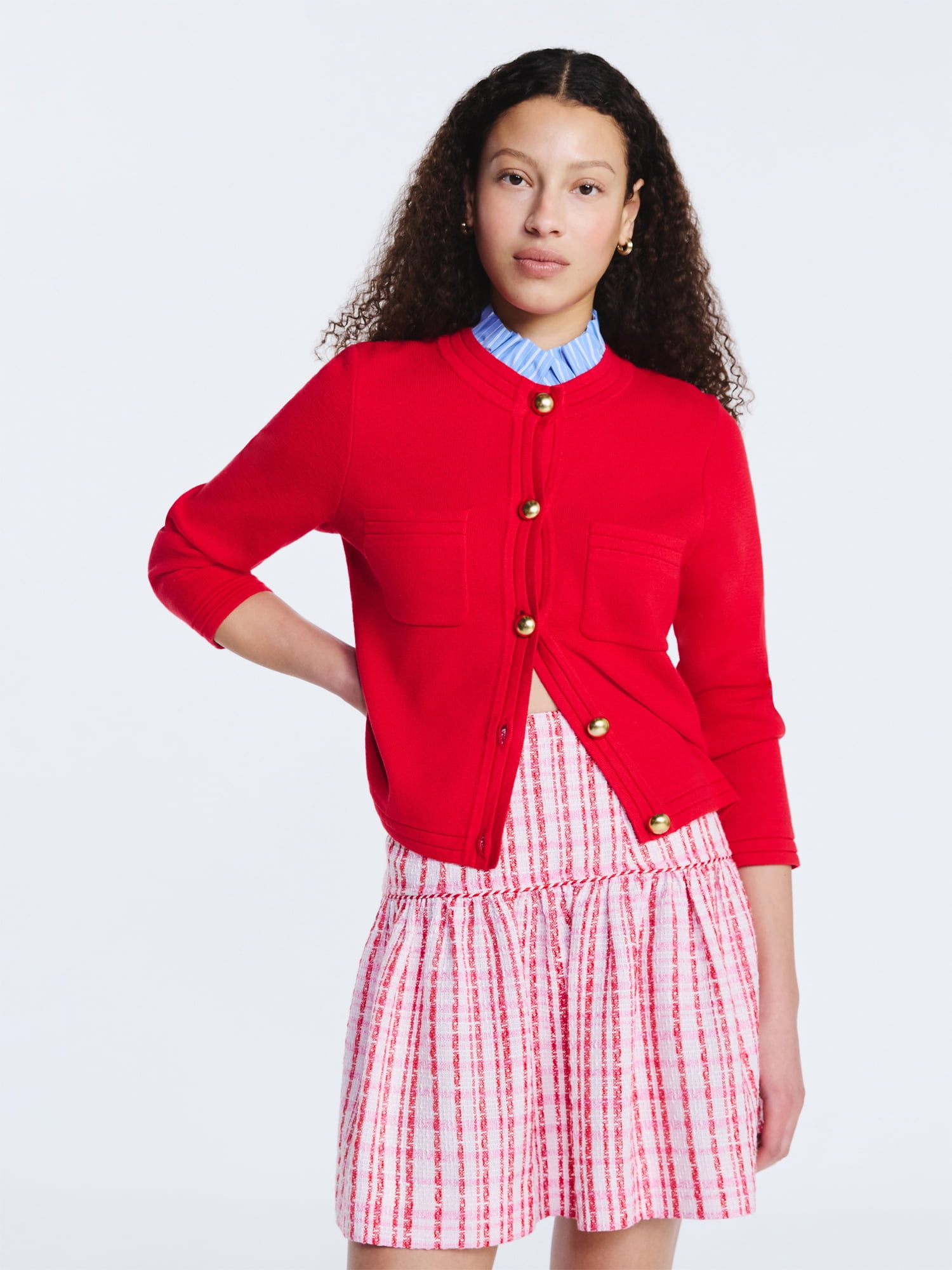 Free Assembly Women's Ruffle Neck Cardigan Sweater, Midweight, Sizes XS-XXL