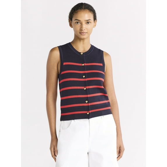 Free Assembly Women's Sleeveless Cardigan Sweater, Lightweight, Size XS-2XL