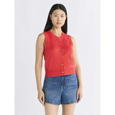 Free Assembly Women's Sleeveless Cardigan Sweater, Lightweight, Size XS-2XL