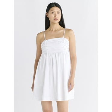 Free Assembly Women's Pleated Cotton Mini Dress, Sizes XS-XXXL
