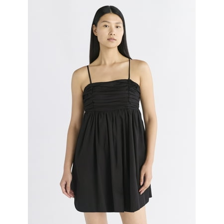 Free Assembly Women's Pleated Cotton Mini Dress, Sizes XS-XXXL