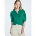 thumbnail image 1 of Free Assembly Women's and Women's Plus Collared Sweater Tee with Puff Sleeves, Lightweight, Sizes XS-4X, 1 of 5