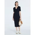 thumbnail image 1 of Free Assembly Women's Ribbed Polo Midi Dress with Short Sleeves, Sizes XS-XXL, 1 of 4
