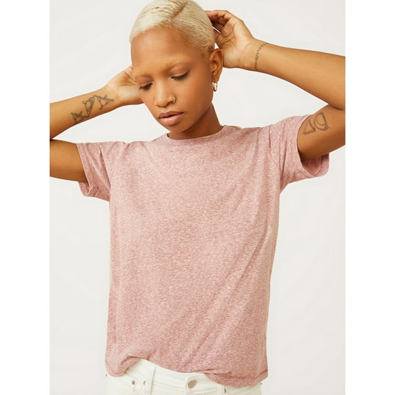 Free Assembly Short Sleeve Pullover Ringer Relaxed Fit T-Shirt (Women's) 1 Pack
