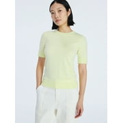 Free Assembly Women's and Women's Plus Cozy Yarn Shrunken Sweater Tee with Short Sleeves, Solid & Print, Lightweight, Sizes XS-4X
