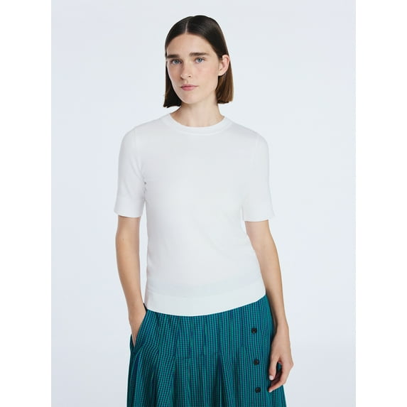 Free Assembly Women's and Women's Plus Cozy Yarn Shrunken Sweater Tee with Short Sleeves, Solid & Print, Lightweight, Sizes XS-4X
