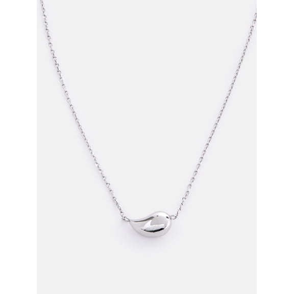 Free Assembly Women's Silver Plated Teardrop Necklace, 16" + 2" Extender