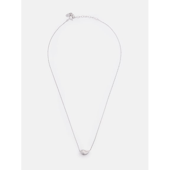 Free Assembly Women's Silver Plated Teardrop Necklace, 16" + 2" Extender