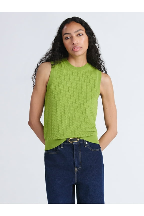 Women's Cozy Yarn Cable Sweater Shell, Sizes XS-XXL