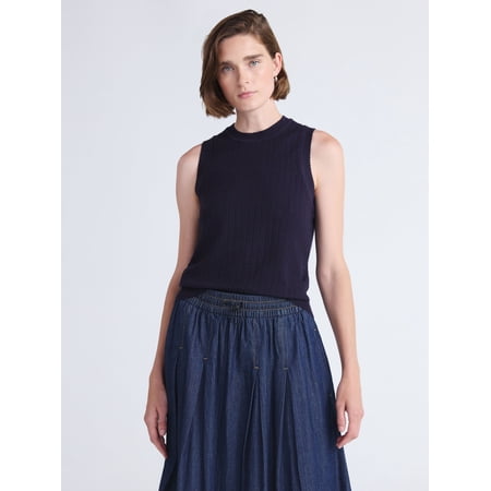 Free Assembly Women's Cozy Yarn Cable Sweater Shell, Sizes XS-XXL