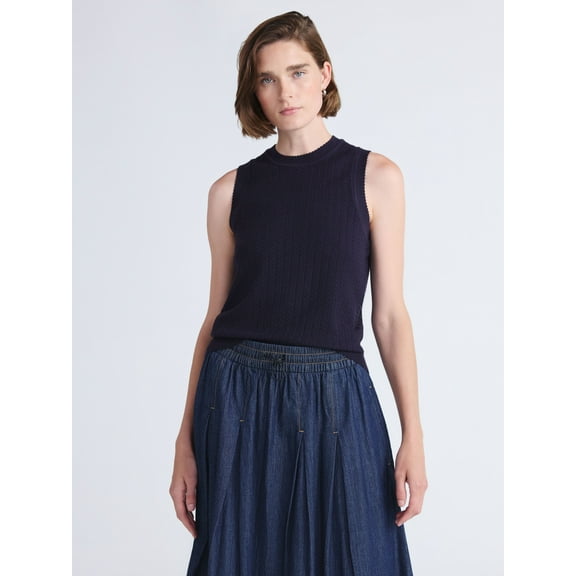 Free Assembly Women's Cozy Yarn Cable Sweater Shell, Sizes XS-XXL