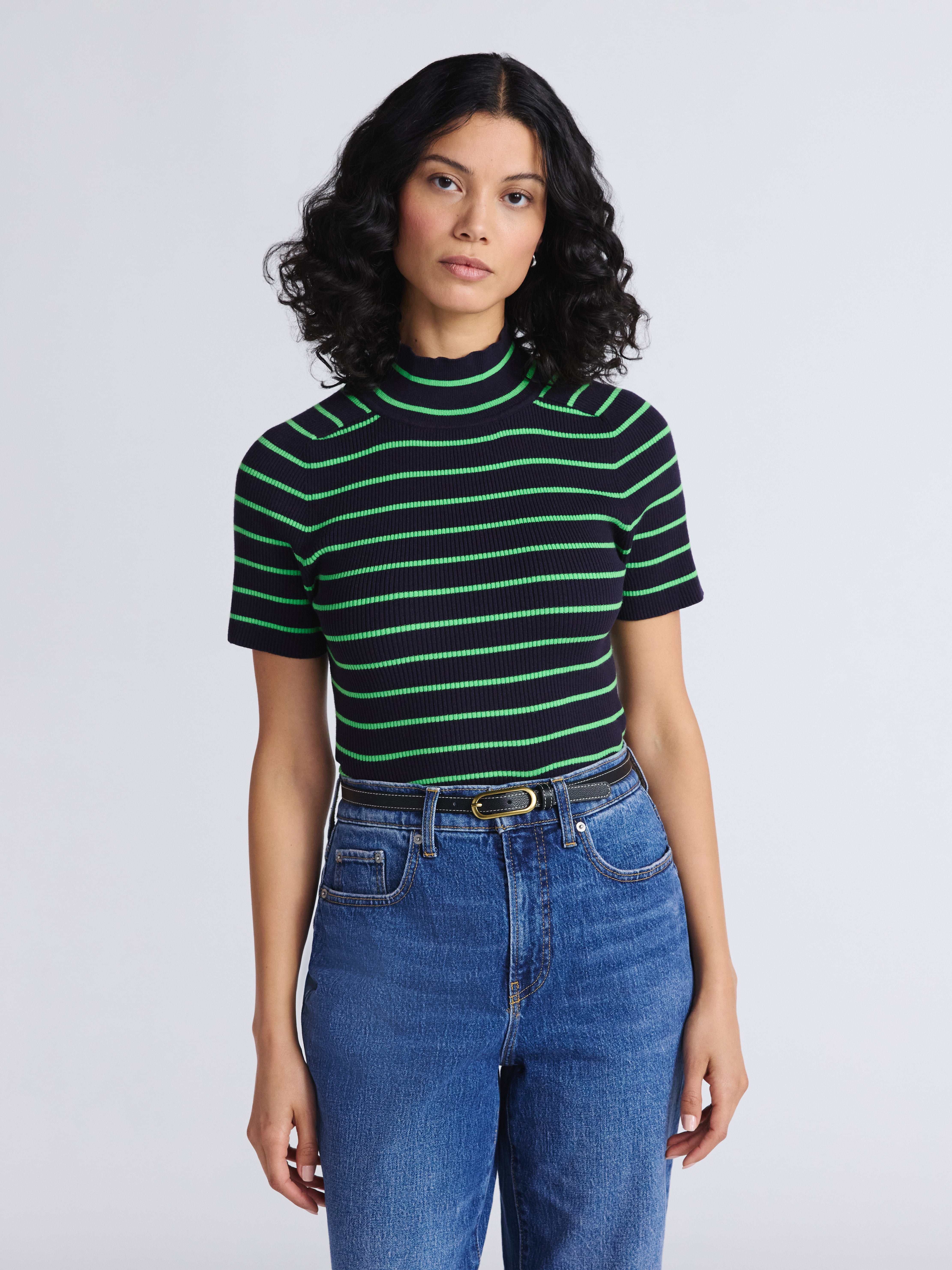 Free Assembly Women's Cozy Yarn Mock Neck Sweater with Short Sleeves, Lightweight, Sizes XS-XXL