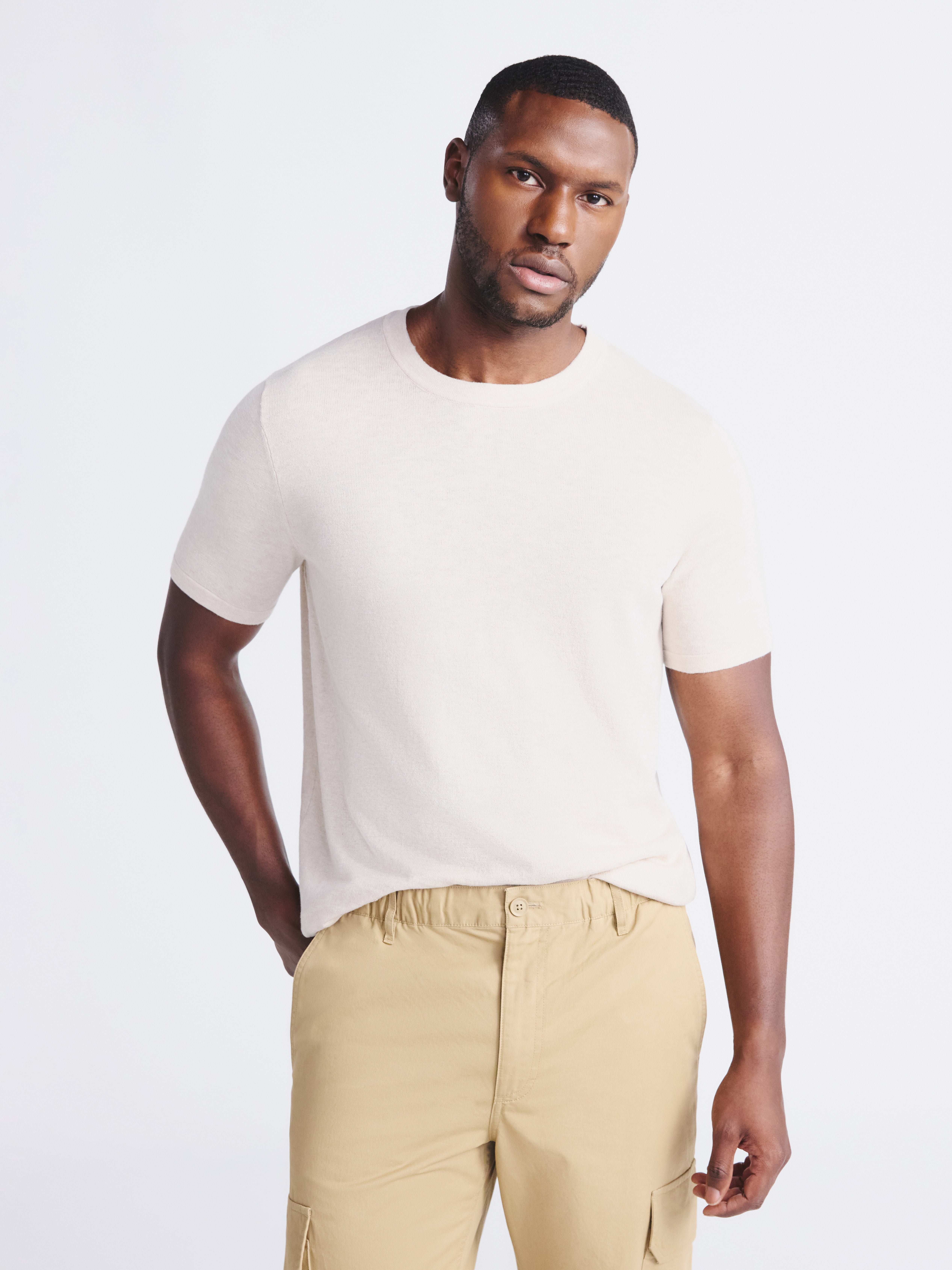 Free Assembly Men's Sweater Tee with Short Sleeves, Sizes S-3XL
