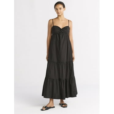 Free Assembly Women's Twist Front Cotton Maxi Dress, Sizes XS-XXXL