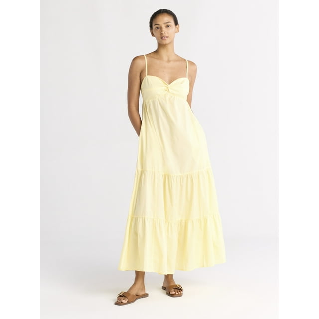Free Assembly Women's Twist Front Cotton Maxi Dress, Sizes XS-XXXL