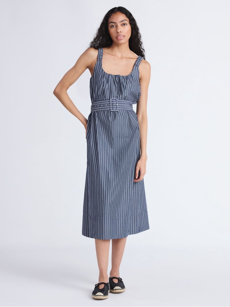 Free Assembly Belted Cotton Utility Midi Dress for Women with Pockets and Adjustable Waist - Walmart.com Free Assembly Belted Cotton Utility Midi Dress for Women with Pockets and Adjustable Waist - Walmart.com