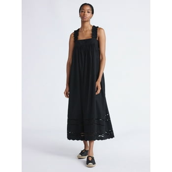 Free Assembly Women's and Women's Plus Sleeveless Cotton Eyelet Maxi Dress, Sizes XS-4X
