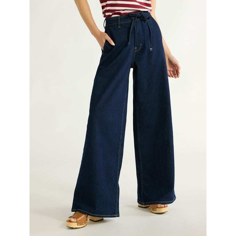 Free Assembly Women's Belted Wide Leg Trouser Jeans, 31 Free Assembly Women's Belted Wide Leg Trouser Jeans, 31